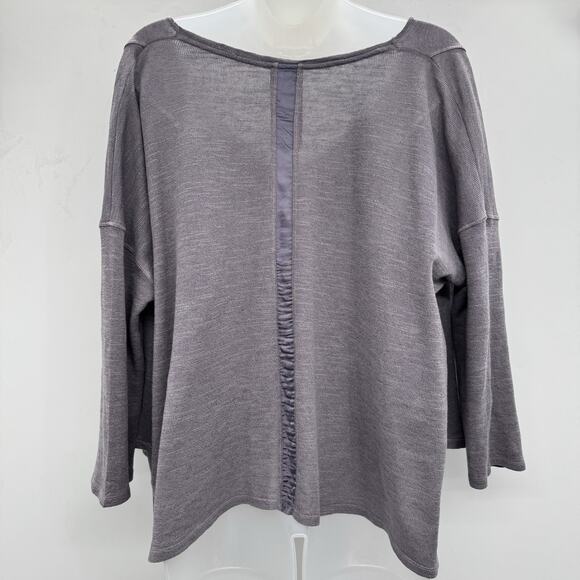 HEATHER Women's Linen Blend Oversized Sweater One Size Dusty Gray Coastal Dolman - Picture 2 of 9